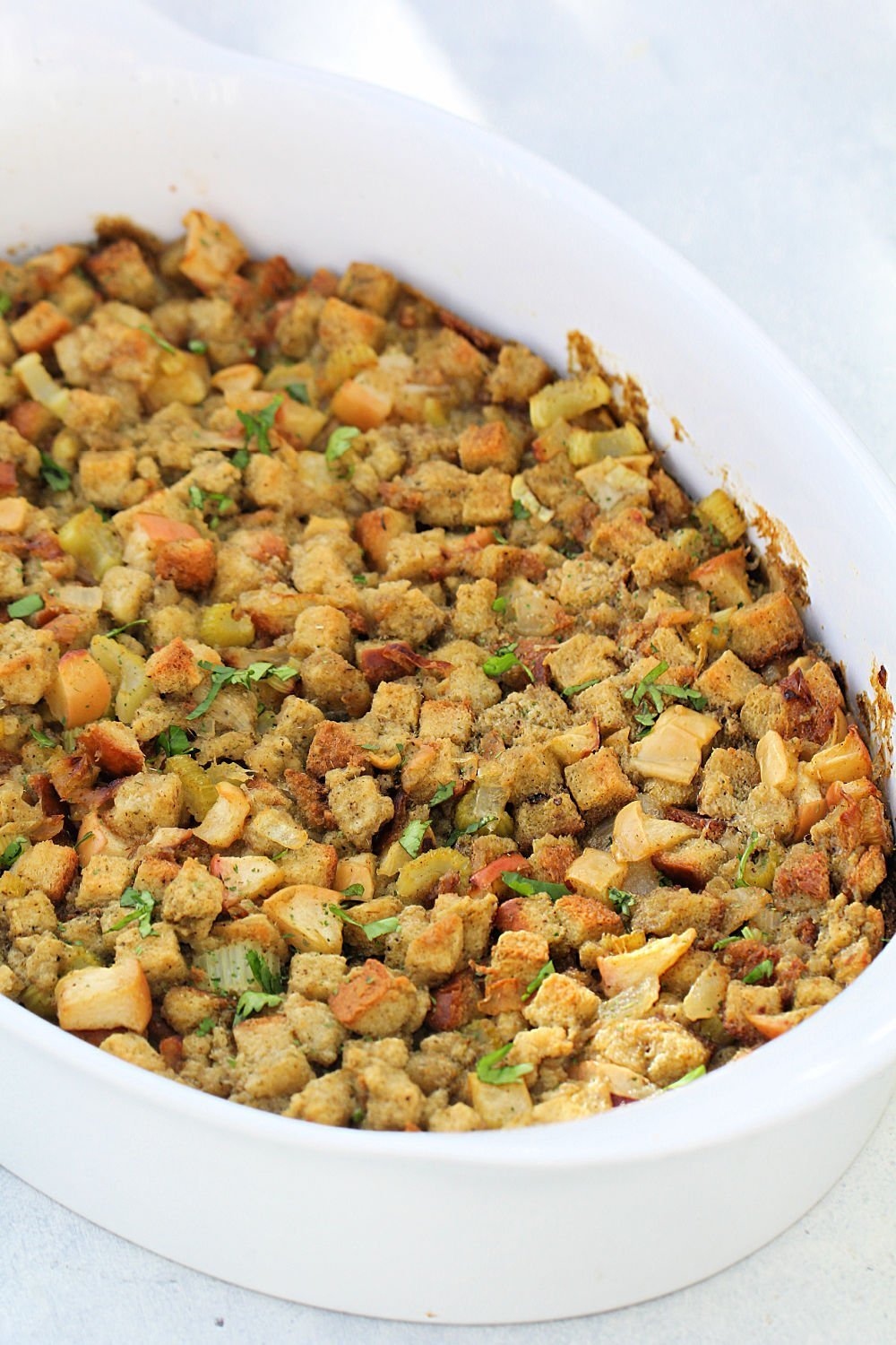 Homemade Stuffing Served with Apple Sauce Homemade Stuffing Served with Apple Sauce